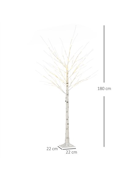 HOMCOM 6ft Artificial White Birch Tree Light with Warm White Pre-Lit LED Light for Indoor and Covered Outdoor Use - pic 125159 | FastDaddyshop