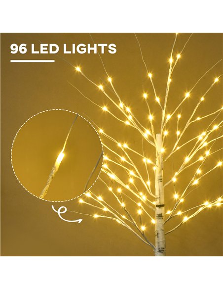 HOMCOM 6ft Artificial White Birch Tree Light with Warm White Pre-Lit LED Light for Indoor and Covered Outdoor Use - pic 125160 | FastDaddyshop