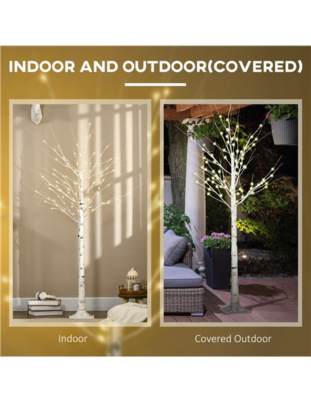 HOMCOM 6ft Artificial White Birch Tree Light with Warm White Pre-Lit LED Light for Indoor and Covered Outdoor Use - pic 125163 | FastDaddyshop