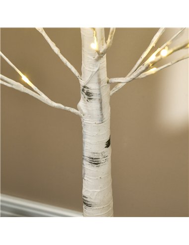 HOMCOM 6ft Artificial White Birch Tree Light with Warm White Pre-Lit LED Light for Indoor and Covered Outdoor Use