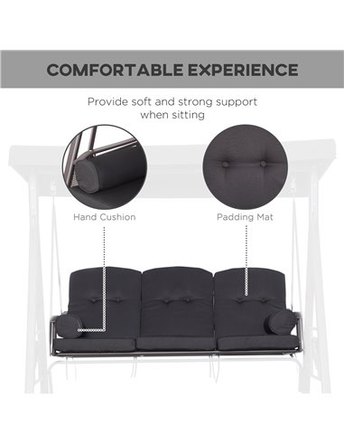 Outsunny Swing Chair Hammock Chair 3 Seater Canopy Cushion Shelter Outdoor Bench Black