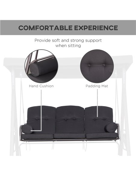 Outsunny Swing Chair Hammock Chair 3 Seater Canopy Cushion Shelter Outdoor Bench Black - pic 12519 | FastDaddyshop