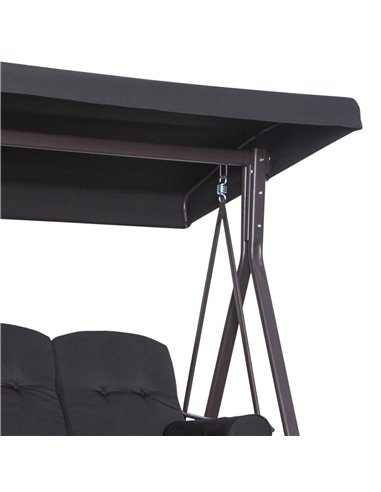 Outsunny Swing Chair Hammock Chair 3 Seater Canopy Cushion Shelter Outdoor Bench Black