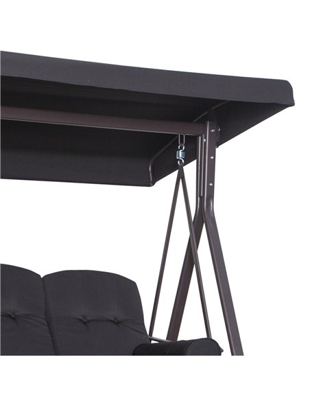Outsunny Swing Chair Hammock Chair 3 Seater Canopy Cushion Shelter Outdoor Bench Black - pic 12521 | FastDaddyshop