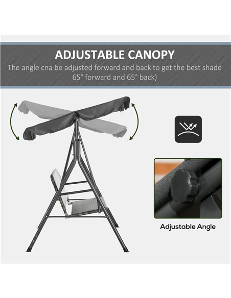 Outsunny 3-person Outdoor PE Rattan Swing Chair, Patio Wicker Hanging Swing Bench with Steel Frame Stand & Adjustable Canopy, Gr - pic 12527 | FastDaddyshop