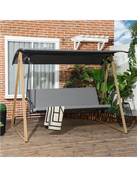 Outsunny 3 Seater Garden Swing Chair Bench with Adjustable Canopy, Cushioned Seat and Weather Resistant Steel Frame for Patio, Y - pic 12547 | FastDaddyshop