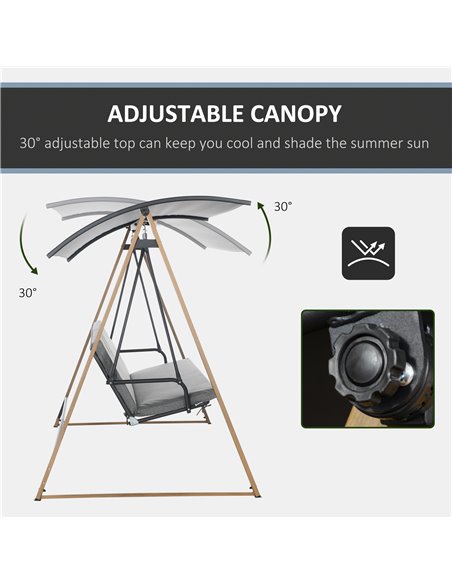 Outsunny 3 Seater Garden Swing Chair Bench with Adjustable Canopy, Cushioned Seat and Weather Resistant Steel Frame for Patio, Y - pic 12550 | FastDaddyshop