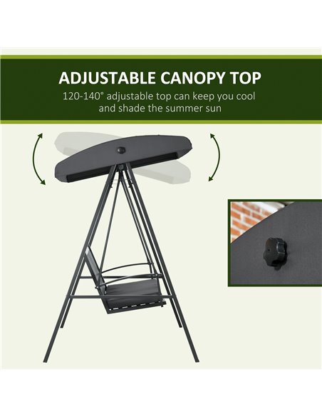 Outsunny 3-Seat Garden Swing Chair, Outdoor Canopy Swing with Removable Cushion, Adjustable Shade, and Slatted Bench, for Porch, - pic 12558 | FastDaddyshop