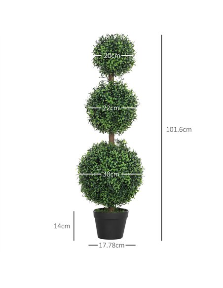 HOMCOM Set of 2 Decorative Artificial Plants, Topiary Ball-shaped Boxwood Trees in Pot, Fake Plants for Home Indoor outdoor Deco - pic 125582 | FastDaddyshop