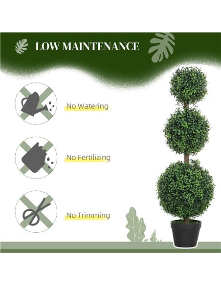 HOMCOM Set of 2 Decorative Artificial Plants, Topiary Ball-shaped Boxwood Trees in Pot, Fake Plants for Home Indoor outdoor Deco - pic 125585 | FastDaddyshop
