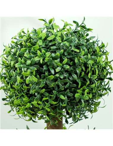 HOMCOM Set of 2 Decorative Artificial Plants, Topiary Ball-shaped Boxwood Trees in Pot, Fake Plants for Home Indoor outdoor Deco