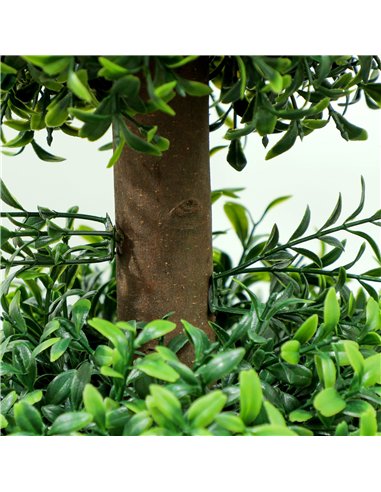 HOMCOM Set of 2 Decorative Artificial Plants, Topiary Ball-shaped Boxwood Trees in Pot, Fake Plants for Home Indoor outdoor Deco