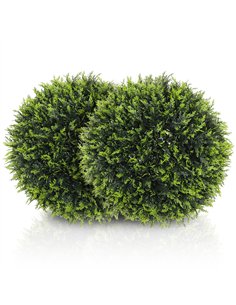 HOMCOM Set of 2 Artificial Plant Topiary Balls, UV-protected Fake Decorative Plants, Faux Plants for Home Indoor Outdoor Decor, 