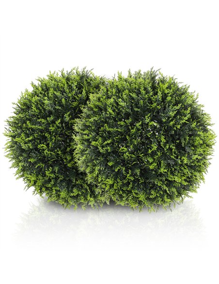 HOMCOM Set of 2 Artificial Plant Topiary Balls, UV-protected Fake Decorative Plants, Faux Plants for Home Indoor Outdoor Decor,  - pic 125589 | FastDaddyshop
