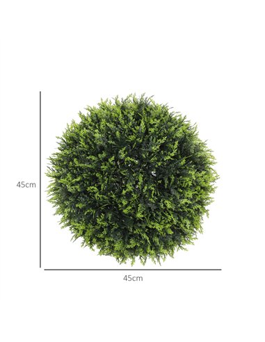HOMCOM Set of 2 Artificial Plant Topiary Balls, UV-protected Fake Decorative Plants, Faux Plants for Home Indoor Outdoor Decor, 