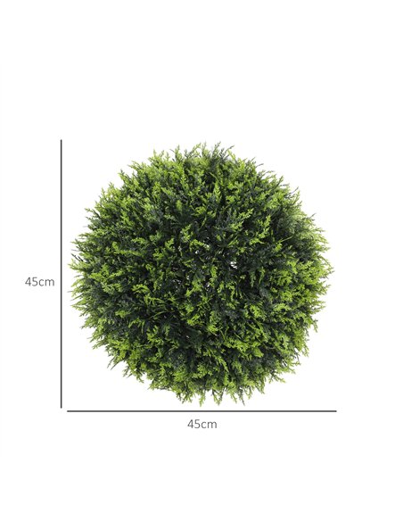 HOMCOM Set of 2 Artificial Plant Topiary Balls, UV-protected Fake Decorative Plants, Faux Plants for Home Indoor Outdoor Decor,  - pic 125591 | FastDaddyshop