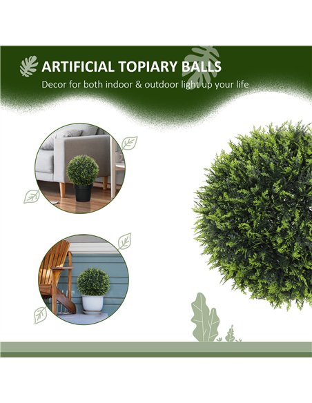 HOMCOM Set of 2 Artificial Plant Topiary Balls, UV-protected Fake Decorative Plants, Faux Plants for Home Indoor Outdoor Decor,  - pic 125592 | FastDaddyshop