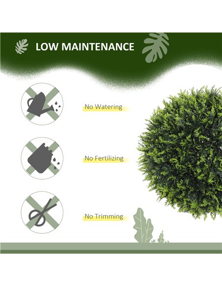 HOMCOM Set of 2 Artificial Plant Topiary Balls, UV-protected Fake Decorative Plants, Faux Plants for Home Indoor Outdoor Decor,  - pic 125593 | FastDaddyshop