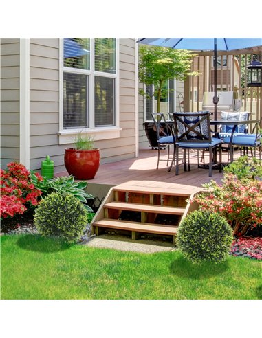 HOMCOM Set of 2 Artificial Plant Topiary Balls, UV-protected Fake Decorative Plants, Faux Plants for Home Indoor Outdoor Decor, 