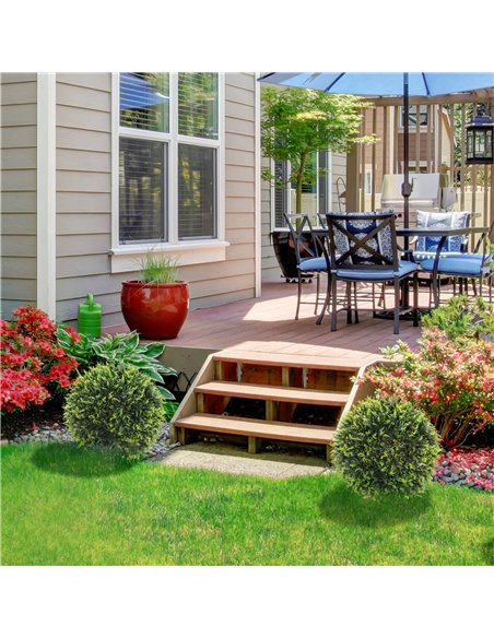 HOMCOM Set of 2 Artificial Plant Topiary Balls, UV-protected Fake Decorative Plants, Faux Plants for Home Indoor Outdoor Decor,  - pic 125597 | FastDaddyshop