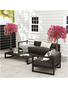 HOMCOM Set of 2 Decorative Artificial Plants, Murraya Flowers in Pots, Fake Plants for Home Indoor Decor, 120cm, Purple and Red 2