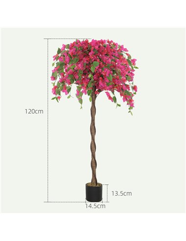 HOMCOM Set of 2 Decorative Artificial Plants, Murraya Flowers in Pots, Fake Plants for Home Indoor Decor, 120cm, Purple and Red
