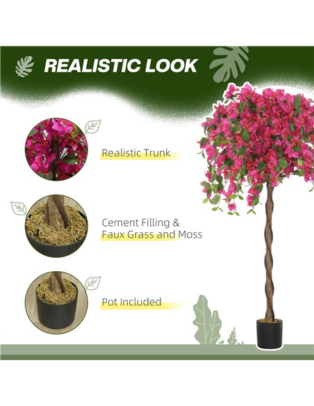 HOMCOM Set of 2 Decorative Artificial Plants, Murraya Flowers in Pots, Fake Plants for Home Indoor Decor, 120cm, Purple and Red - pic 125601 | FastDaddyshop