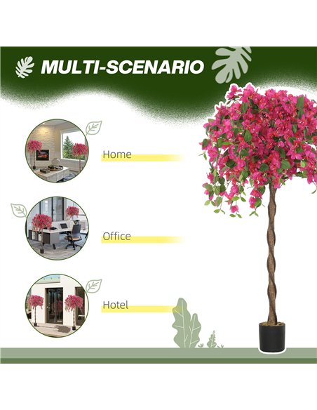 HOMCOM Set of 2 Decorative Artificial Plants, Murraya Flowers in Pots, Fake Plants for Home Indoor Decor, 120cm, Purple and Red - pic 125602 | FastDaddyshop