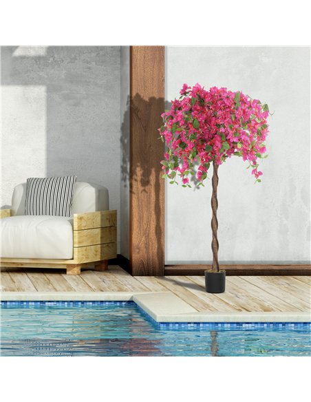 HOMCOM Set of 2 Decorative Artificial Plants, Murraya Flowers in Pots, Fake Plants for Home Indoor Decor, 120cm, Purple and Red - pic 125604 | FastDaddyshop