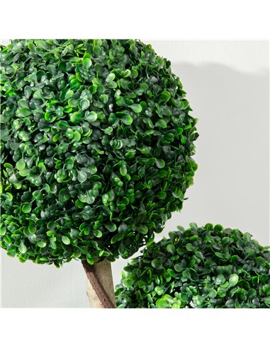 HOMCOM Decorative Artificial Plant Boxwood Ball Topiary Tree in Pot Fake Plant for Home Indoor Outdoor Decor, 90 cm, Dark Green