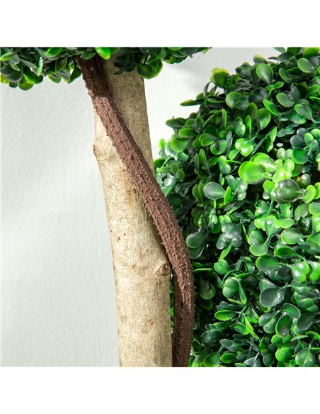 HOMCOM Decorative Artificial Plant Boxwood Ball Topiary Tree in Pot Fake Plant for Home Indoor Outdoor Decor, 90 cm, Dark Green - pic 125615 | FastDaddyshop