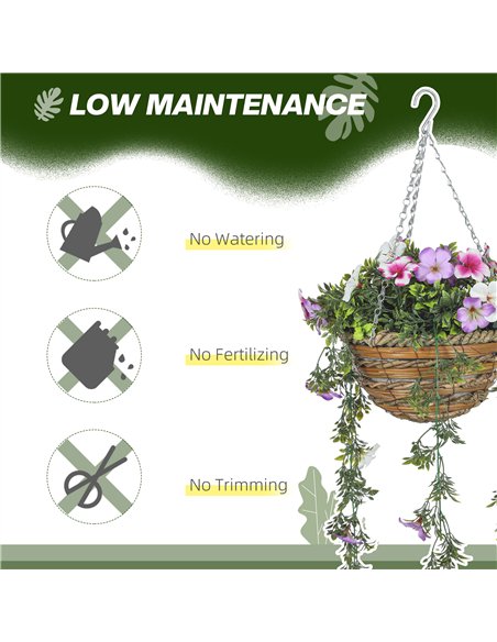 HOMCOM Set of 2 Decorative Artificial Plants, Faux Silk Azalea Flowers in Hanging Baskets, Fake Plants for Home Indoor Outdoor D - pic 125621 | FastDaddyshop