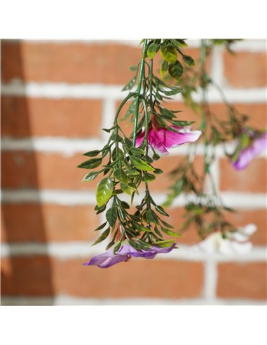 HOMCOM Set of 2 Decorative Artificial Plants, Faux Silk Azalea Flowers in Hanging Baskets, Fake Plants for Home Indoor Outdoor D