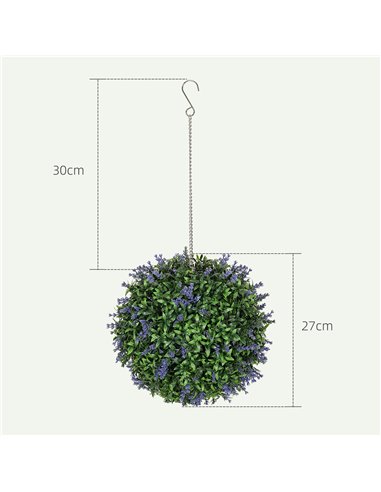 HOMCOM Set of 2 Artificial Plant Topiary Balls, UV-protected Fake Decorative Plants, Faux Plants for Home Indoor Outdoor Decor, 
