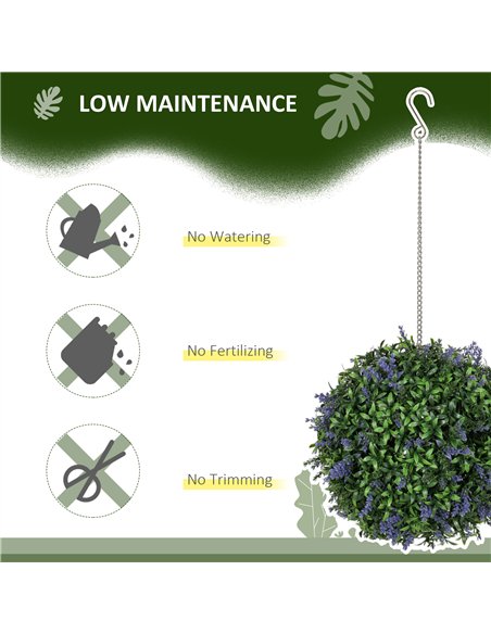 HOMCOM Set of 2 Artificial Plant Topiary Balls, UV-protected Fake Decorative Plants, Faux Plants for Home Indoor Outdoor Decor,  - pic 125629 | FastDaddyshop