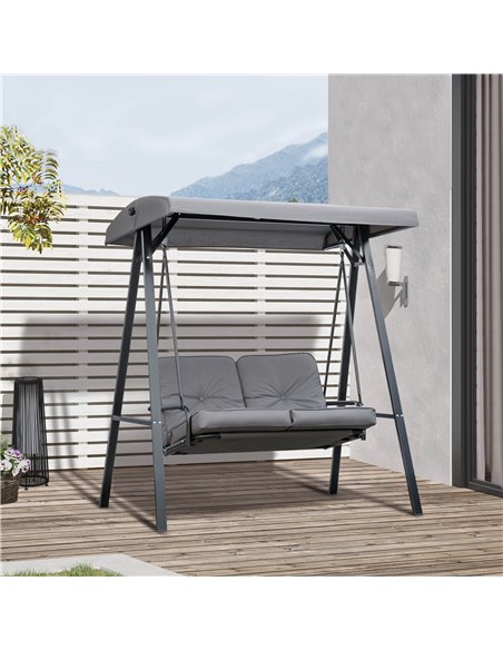 Outsunny 2 Seater Garden Swing Chair Outdoor Hammock Bench with Steel Frame Adjustable Tilting Canopy for Patio, Grey - pic 12563 | FastDaddyshop