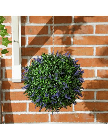 HOMCOM Set of 2 Artificial Plant Topiary Balls, UV-protected Fake Decorative Plants, Faux Plants for Home Indoor Outdoor Decor, 