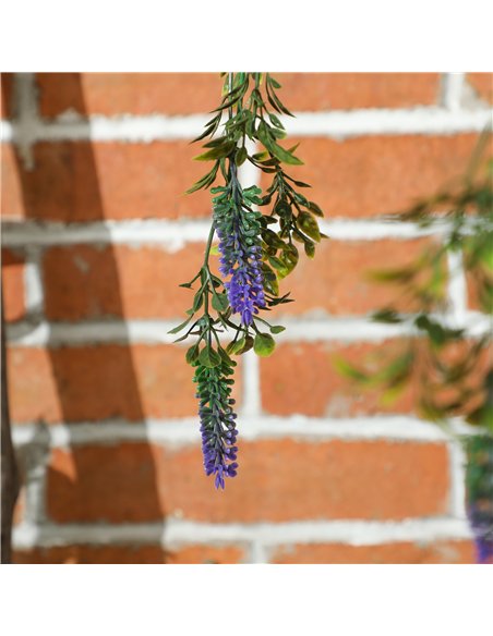 HOMCOM Set of 2 Decorative Artificial Plants, Faux Silk Lavender Flowers in Hanging Baskets, Fake Plants for Home Indoor Outdoor - pic 125642 | FastDaddyshop
