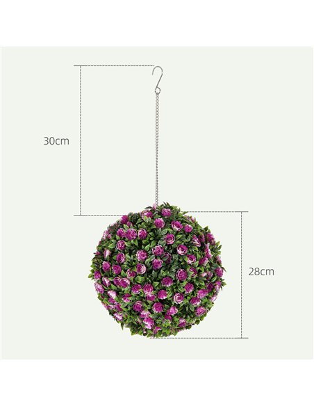 HOMCOM Set of 2 Decorative Artificial Plants, UV-protected Artificial Plant Topiary Rose Balls, Fake Plants for Home Indoor outd - pic 125645 | FastDaddyshop
