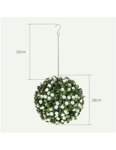 HOMCOM Set of 2 Decorative Artificial Plants, UV-protected Artificial Plant Topiary Rose Balls, Fake Plants for Home Indoor outd