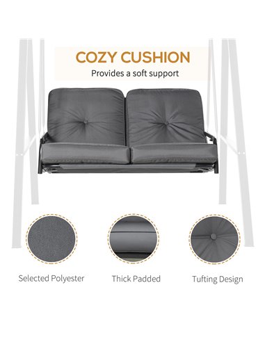 Outsunny 2 Seater Garden Swing Chair Outdoor Hammock Bench with Steel Frame Adjustable Tilting Canopy for Patio, Grey