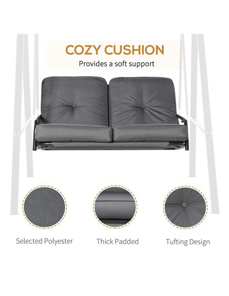 Outsunny 2 Seater Garden Swing Chair Outdoor Hammock Bench with Steel Frame Adjustable Tilting Canopy for Patio, Grey - pic 12566 | FastDaddyshop