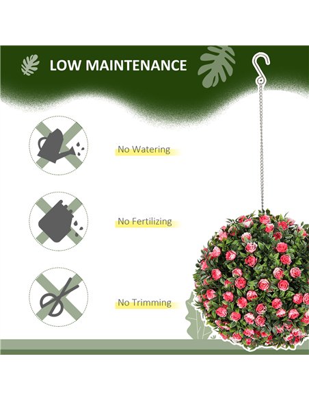 HOMCOM Set of 2 Decorative Artificial Plants, UV-protected Artificial Plant Topiary Rose Balls, Fake Plants for Home Indoor outd - pic 125665 | FastDaddyshop