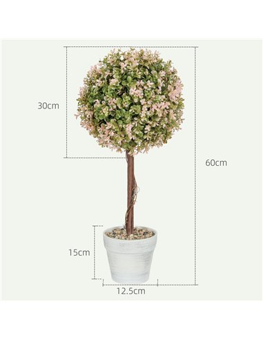 HOMCOM Set of 2 Decorative Artificial Plants, Murraya Flowers in Pot, Fake Plants for Home Indoor outdoor Decor, 60cm, Cream Whi
