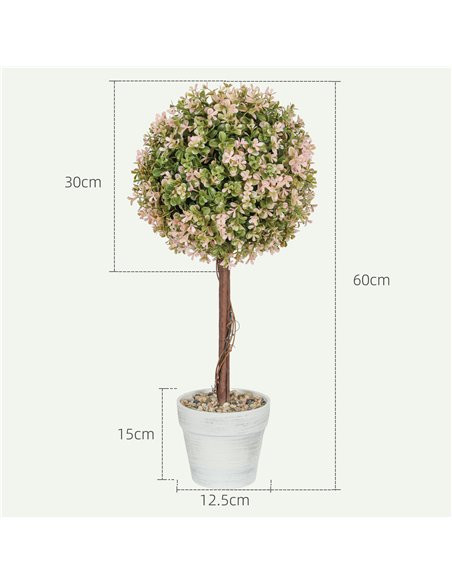 HOMCOM Set of 2 Decorative Artificial Plants, Murraya Flowers in Pot, Fake Plants for Home Indoor outdoor Decor, 60cm, Cream Whi - pic 125672 | FastDaddyshop