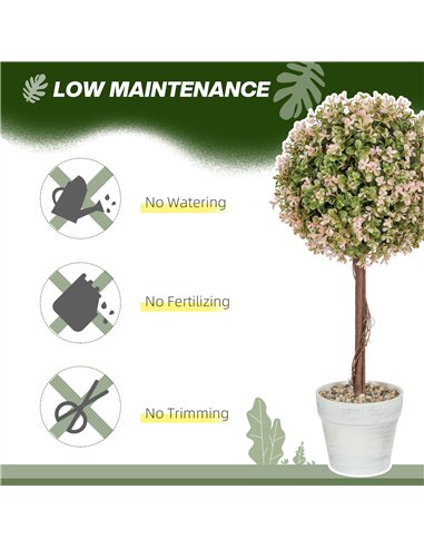 HOMCOM Set of 2 Decorative Artificial Plants, Murraya Flowers in Pot, Fake Plants for Home Indoor outdoor Decor, 60cm, Cream Whi