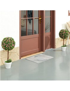 HOMCOM Set of 2 Decorative Artificial Plants, Ball Topiary Tree with Rose Flower in Pot, Fake Plants for Home Indoor Outdoor Dec 2