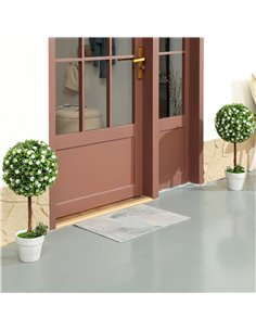 HOMCOM Set of 2 Decorative Artificial Plants, Ball Topiary Tree with Rose Flower in Pot, Fake Plants for Home Indoor Outdoor Dec 2