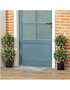 HOMCOM Set of 2 Decorative Artificial Plants Ball Trees with Lavender Flowers in Pot Fake Plants for Home Indoor Outdoor Decor,  2