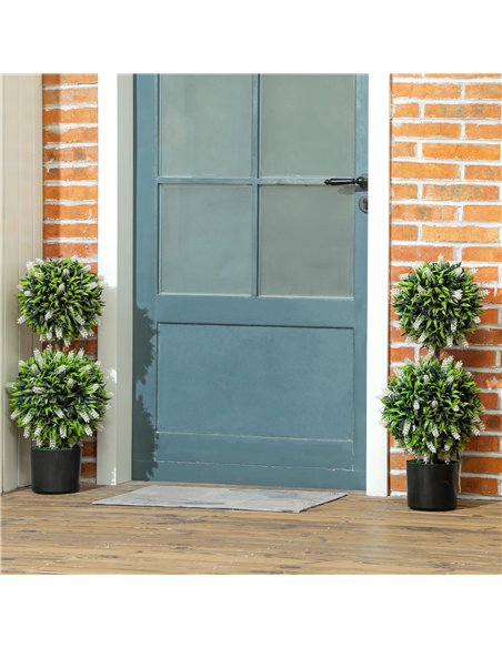 HOMCOM Set of 2 Decorative Artificial Plants Ball Trees with Lavender Flowers in Pot Fake Plants for Home Indoor Outdoor Decor,  - pic 125707 | FastDaddyshop